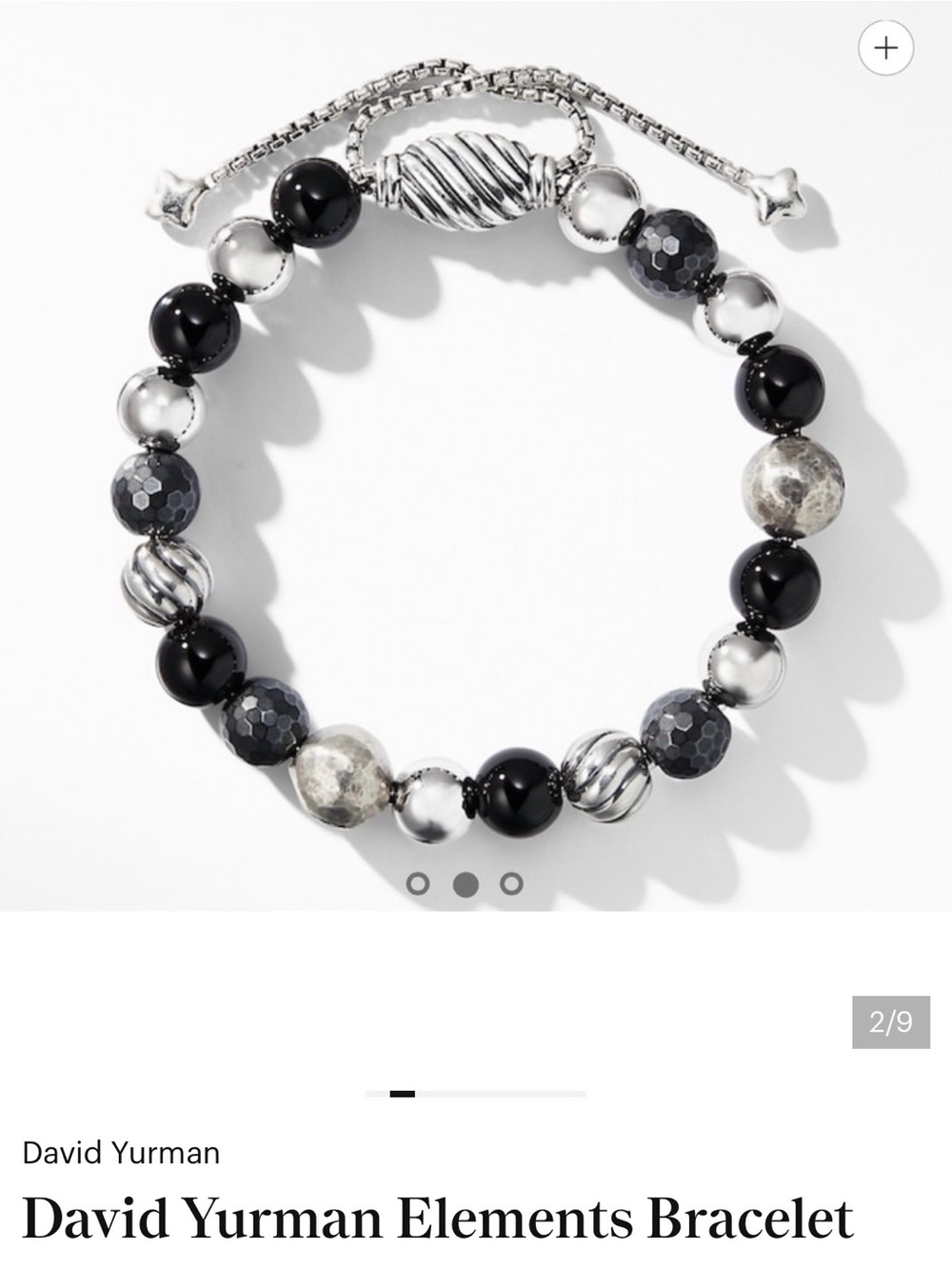 David Yurman Black, Silver and Gray Beaded Elements Bracelet